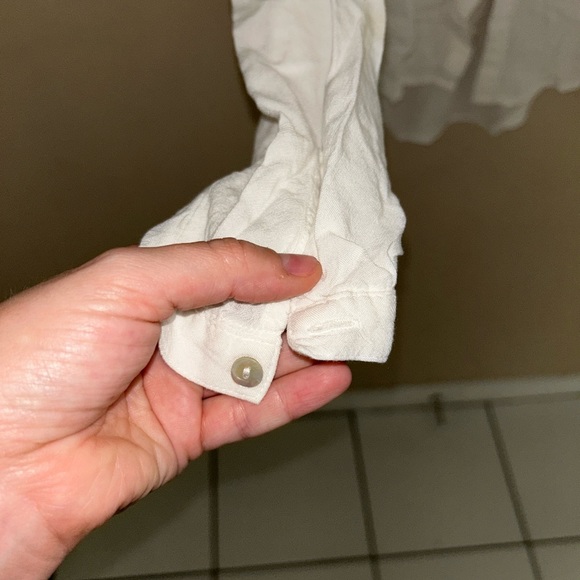 Free People Wild wind crisp white button up collared lace shirt extra snamall - Picture 9 of 13